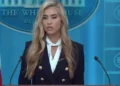 Katie Zacharia speaks during her first White House press briefing on October 13, 2026, in a frame extracted from official White House video.