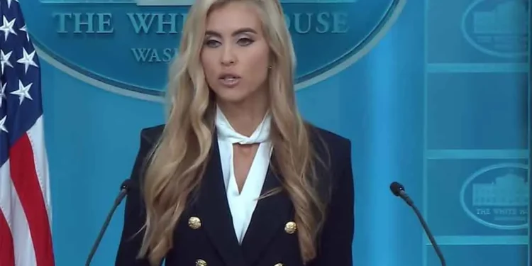 Katie Zacharia speaks during her first White House press briefing on October 13, 2026, in a frame extracted from official White House video.