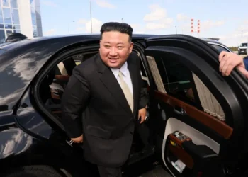North Korean leader Kim Jong Un inspects the Vostochny Cosmodrome in Russia on September 13, 2023.