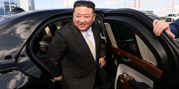 North Korean leader Kim Jong Un inspects the Vostochny Cosmodrome in Russia on September 13, 2023.