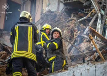 Kyiv after a Russian drone attack on October 17, 2022, showing a destroyed historic residential building in the Ukrainian capital.