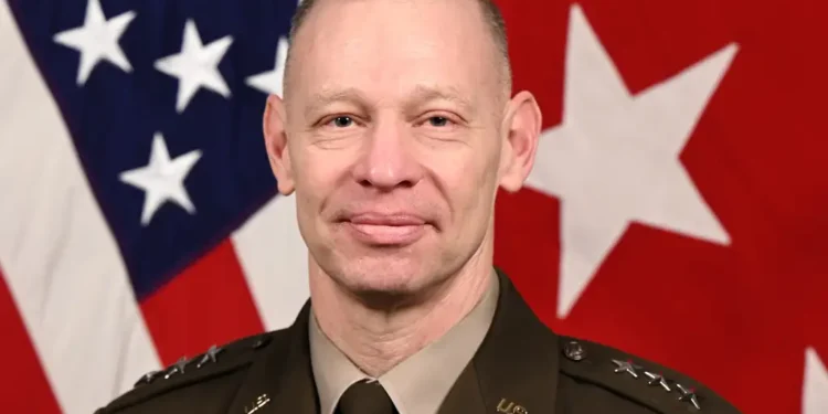 U.S. Army Lt. Gen. Brett G. Sylvia poses for an official military portrait at the Pentagon in Arlington, Virginia, on December 30, 2025.