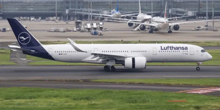 Lufthansa Airbus A350-941, registration D-AIXT, operating flight LH714 from Munich to Tokyo Haneda, photographed at Tokyo Haneda Airport on June 10, 2026.