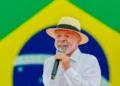 Brazilian President Luiz Inácio Lula da Silva during the campaign event “O Brasil Pronto Pra Mais” at Moça Bonita Stadium in Rio de Janeiro on August 22, 2026.