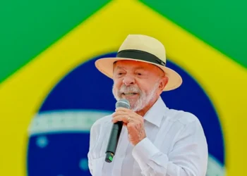 Brazilian President Luiz Inácio Lula da Silva during the campaign event “O Brasil Pronto Pra Mais” at Moça Bonita Stadium in Rio de Janeiro on August 22, 2026.
