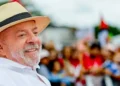 Brazilian President Luiz Inácio Lula da Silva attends a campaign event at Moça Bonita Stadium in Rio de Janeiro on August 22, 2026.