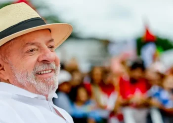 Brazilian President Luiz Inácio Lula da Silva attends a campaign event at Moça Bonita Stadium in Rio de Janeiro on August 22, 2026.