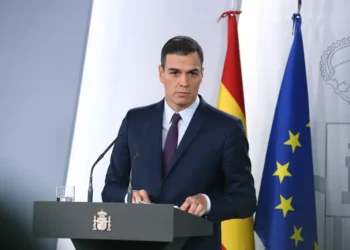 Pedro Sánchez delivers an institutional declaration at La Moncloa following an extraordinary Council of Ministers meeting on February 15, 2019.