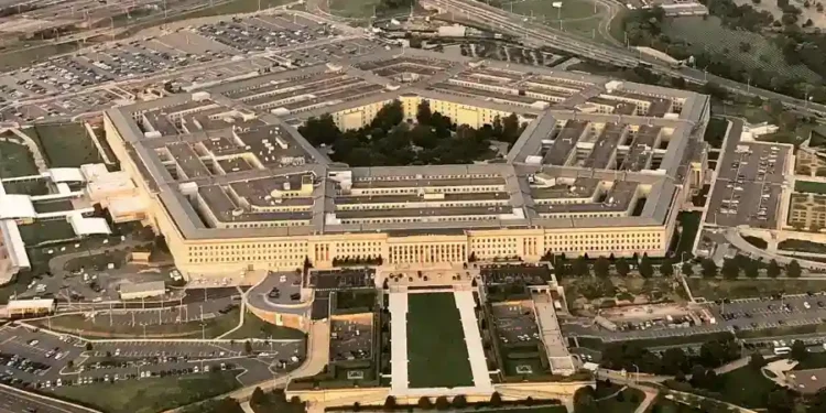 The Pentagon, headquarters of the U.S. Department of Defense, photographed from a commercial airliner in September 2018.