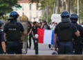 High school students participate in a mobilization in Perpignan, France, on October 2, 2026.