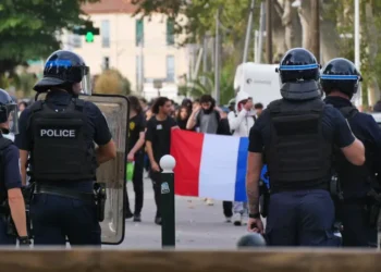 High school students participate in a mobilization in Perpignan, France, on October 2, 2026.