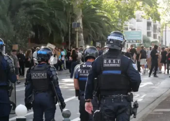 High school students participate in a mobilization event in Perpignan, France, photographed on October 2, 2026.