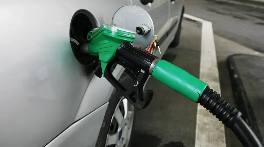 Petrol pumps at a fuel station in Switzerland, photographed on January 2, 2008, showing multiple gasoline dispensing units.