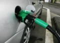 Petrol pumps at a fuel station in Switzerland, photographed on January 2, 2008, showing multiple gasoline dispensing units.