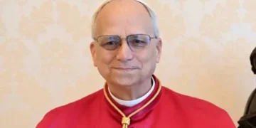 Pope Leo XIV during an audience with Argentine President Javier Milei at the Vatican on June 7, 2025.