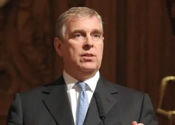 Prince Andrew, the Duke of York, during a visit to Titanic Belfast in Northern Ireland on January 29, 2013.