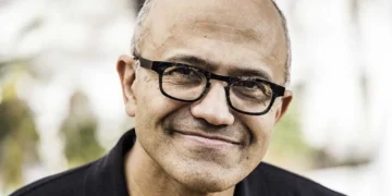 Microsoft CEO Satya Nadella, in a portrait photograph featured on the inside back cover of his book Hit Refresh.
