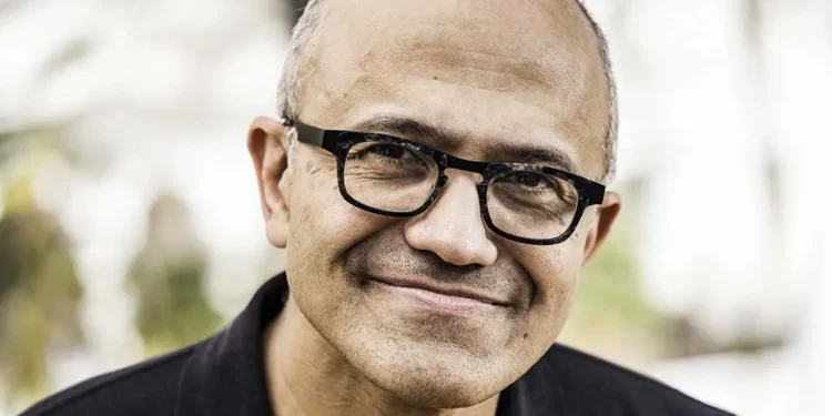 Microsoft CEO Satya Nadella, in a portrait photograph featured on the inside back cover of his book Hit Refresh.