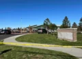 Crime scene photograph following the October 15, 2026, shooting at Silver Rail Elementary School in Bend, Oregon.