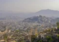 Panoramic view of Taiz, Yemen, showing the city’s built-up landscape and surrounding terrain, photographed by Rod Waddington.