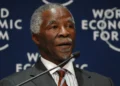 South African President Thabo Mbeki appears during the opening plenary of the World Economic Forum on Africa in Cape Town on June 4, 2008.