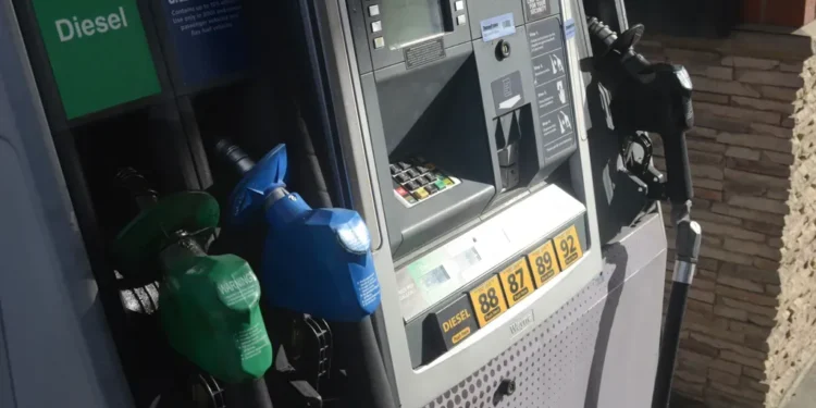 A fuel pump at a Thorntons gas station, photographed by Goose Green Photography on December 19, 2023.