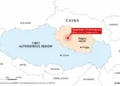 Map of the Tibet Autonomous Region in China highlighting the reported magnitude 7.0 earthquake in Baqen County, Nagqu region, with the epicenter marked and nearby locations and borders labeled.