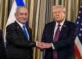 U.S. President Donald Trump and Israeli Prime Minister Benjamin Netanyahu shake hands after announcing a Gaza peace plan at the White House on September 29, 2025.