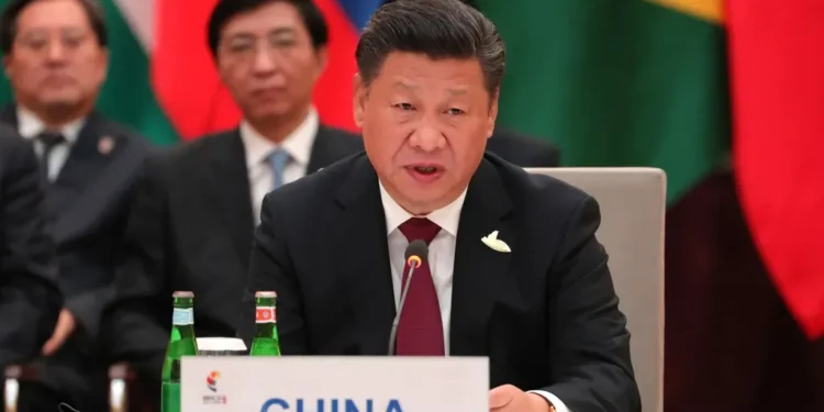 Chinese President Xi Jinping attends an informal meeting of BRICS leaders ahead of the G20 summit in Hamburg, Germany, on July 7, 2017.