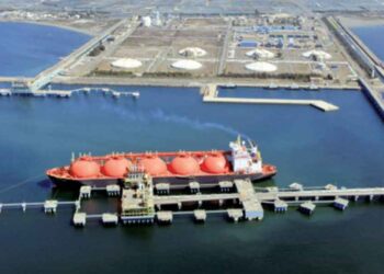 Yongan LNG Terminal in Taiwan, showing industrial infrastructure associated with liquefied natural gas storage and handling.