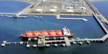 Yongan LNG Terminal in Taiwan, showing industrial infrastructure associated with liquefied natural gas storage and handling.