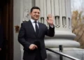 Ukrainian President Volodymyr Zelenskyy meets Dutch Prime Minister Mark Rutte at Mariinskyi Palace in Kyiv, Ukraine, on February 2, 2022.