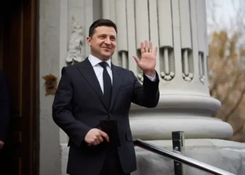 Ukrainian President Volodymyr Zelenskyy meets Dutch Prime Minister Mark Rutte at Mariinskyi Palace in Kyiv, Ukraine, on February 2, 2022.